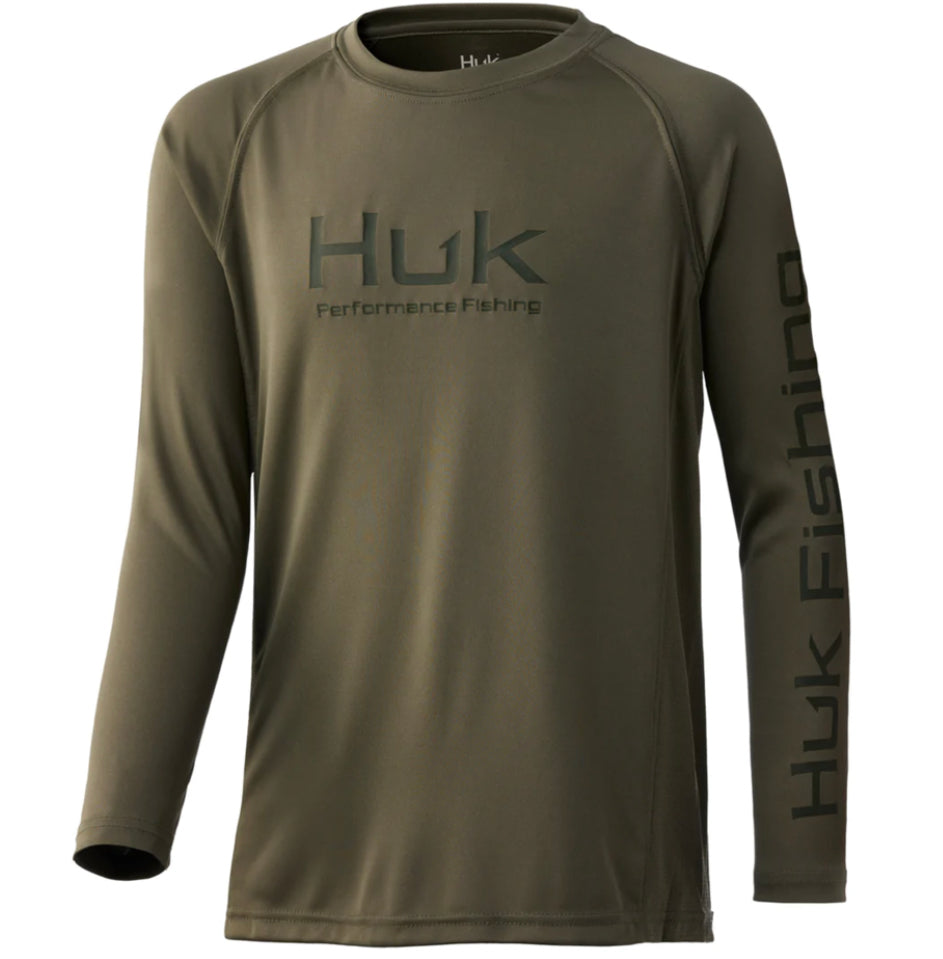 Huk Youth Fin Fade Pursuit Long-Sleeve Shirt, Youth Medium, Island Paradise